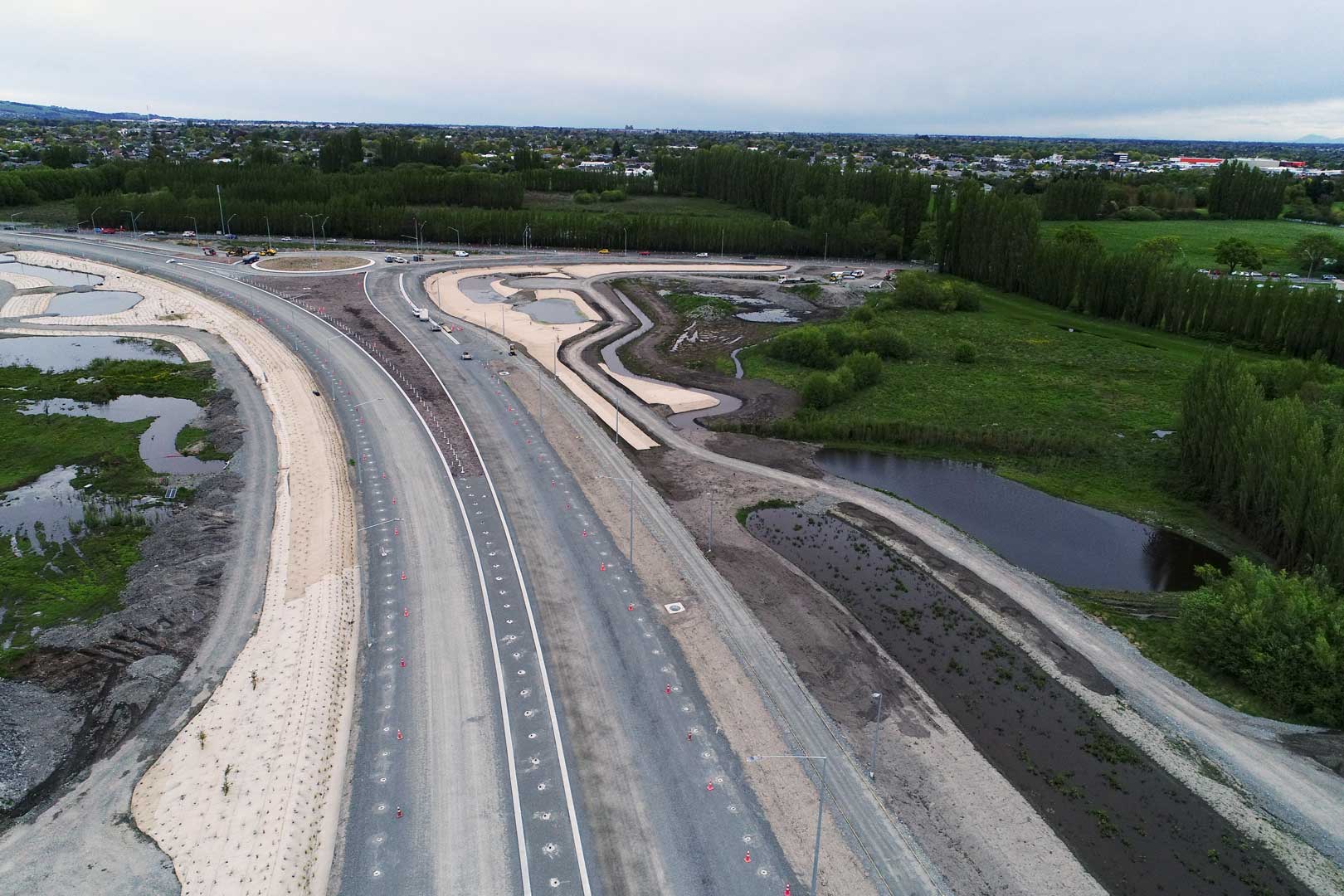 Terra Lana Dagmat wool weedmat installed on Christchurch Northern Corridor motorway banks & berms