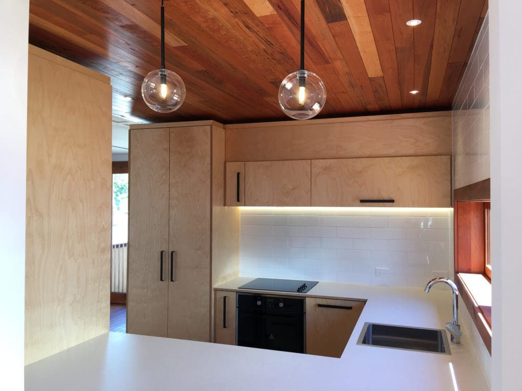 kitchen of eco house with wool acoustic insulation